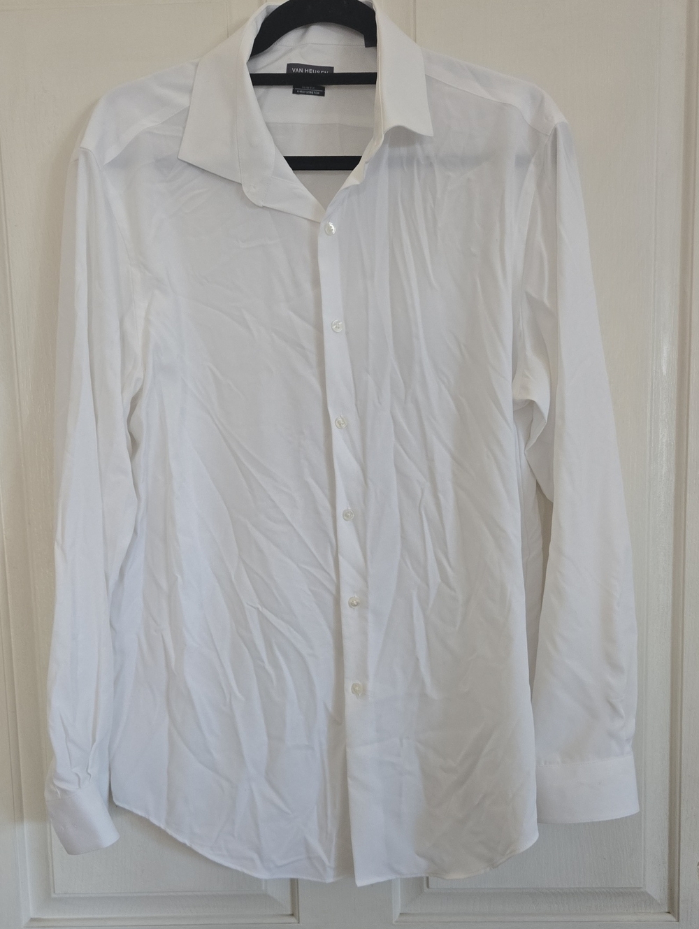 Van Heusen White Long Sleeve Men's Dress Shirt Stretch L